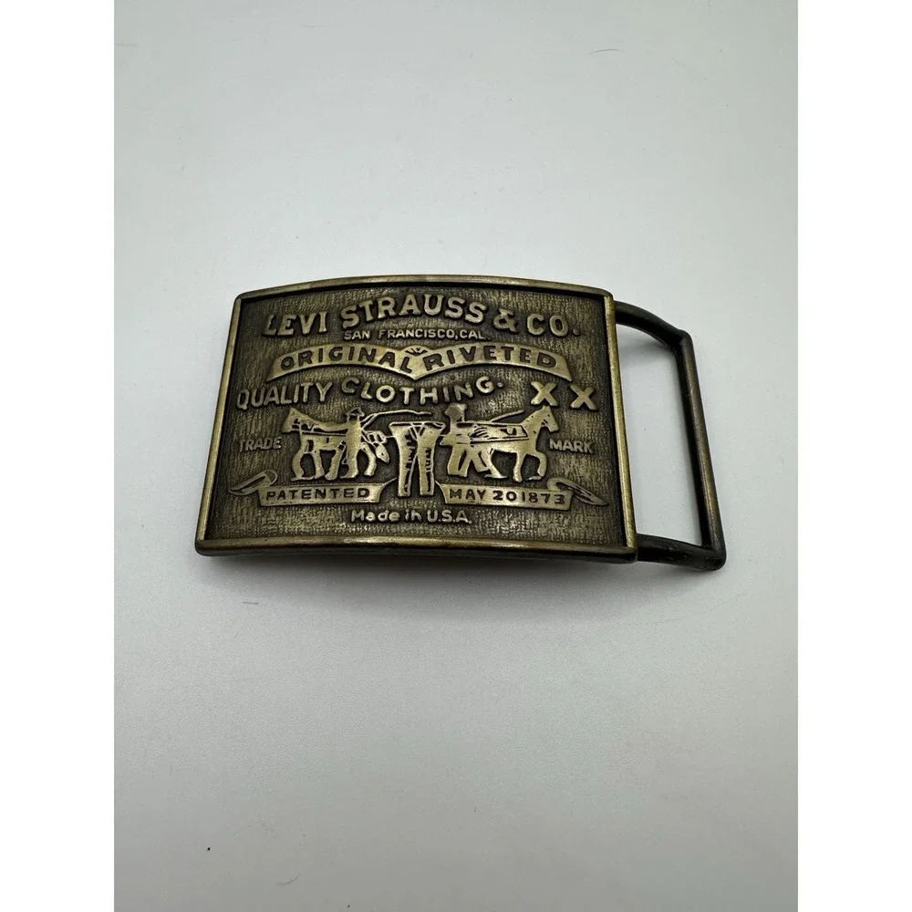 Levi Strauss & Co Brass‎ Belt Buckle Original 1970's Made In USA Vintage